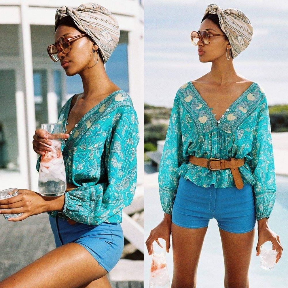 New Arnhem Aphrodite Blouse Jade Top 6 XS NWOT